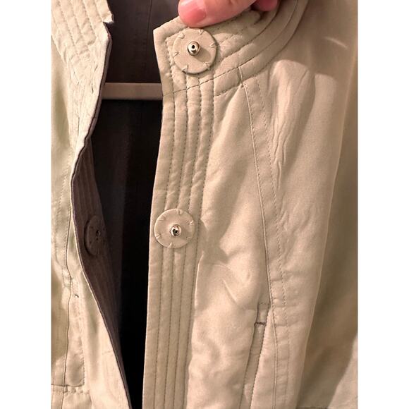 Reversible Bomber Jacket 100% Silk Magnetic Snap, Herbal Green Gray, 10 - Picture 11 of 13